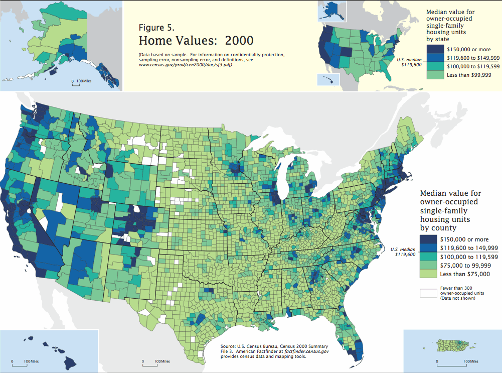 Home values distribution in USA.