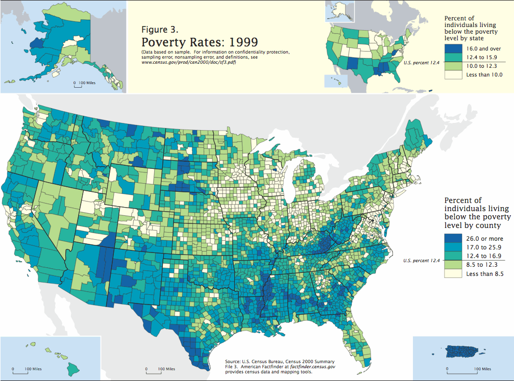 Poverty distribution in USA.