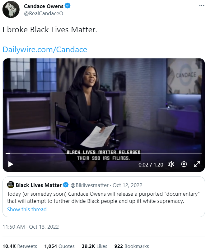 Candace Owens on BLM 2022-10 Gr5MX