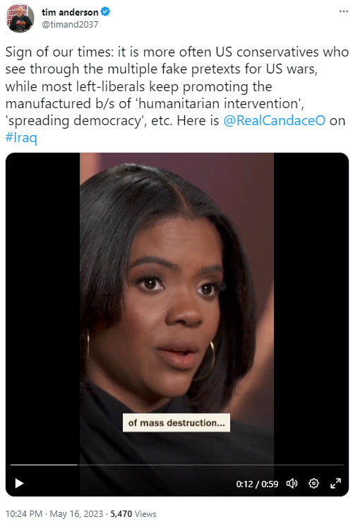 Candace Owens on iraq war 2023-05-17