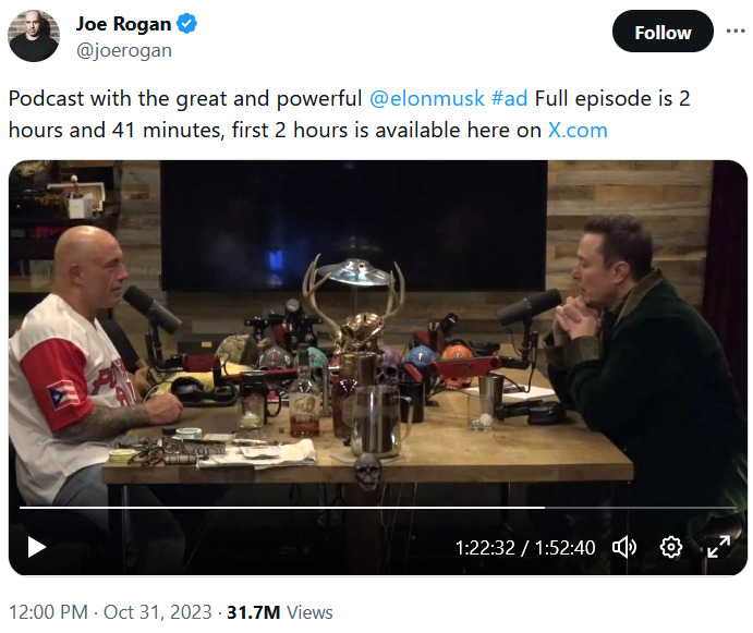 Elon Musk Joe Rogan 2023-11-02 7Mmz