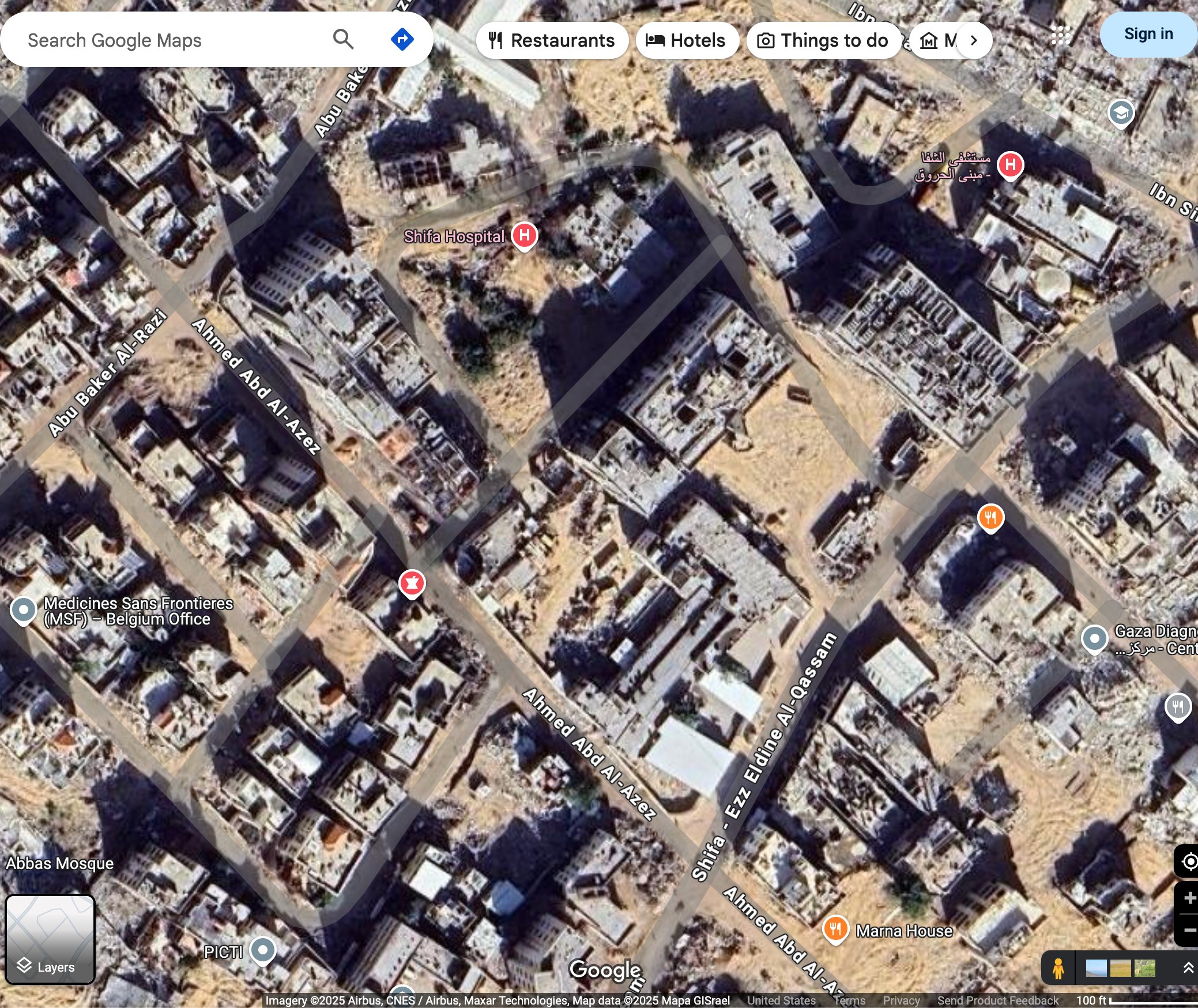 Google Maps on Gaza 2025-06-20 myrJS
