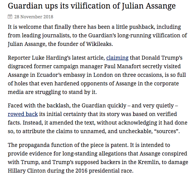 Guardian fake news on Julian Assange 2018-11 9d176