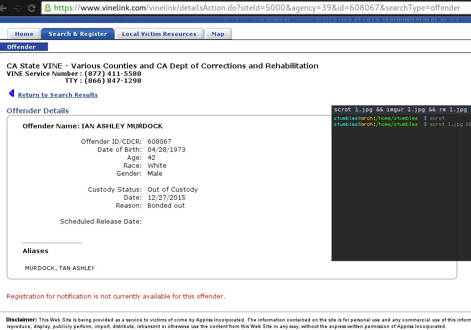 Ian Murdock vineline info 2015-12-28