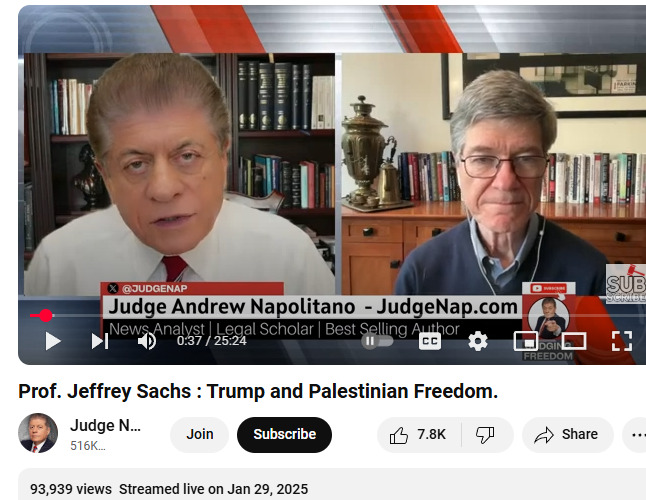 Jeffrey Sachs Judge Napolitano 2025-01-29 104726