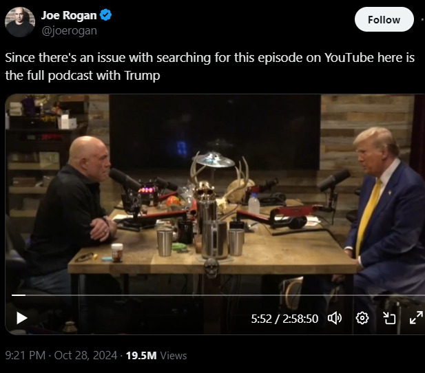 Joe Rogan interview Trump 2024-10-28 rYPhR