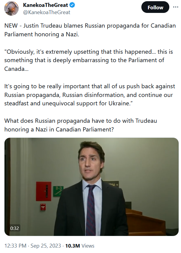 Justin Trudeau nazi 2023-10-03 FZZW