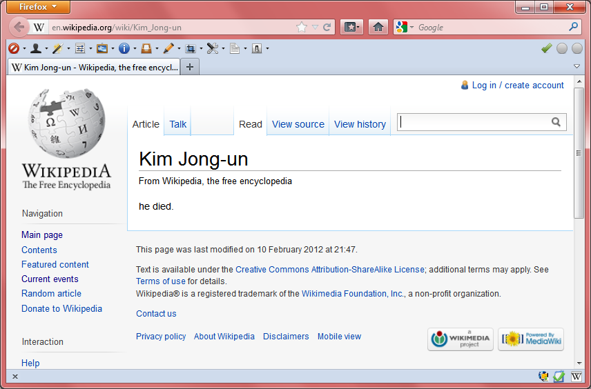 Kim Jong-un Wikipedia 2012-02-10