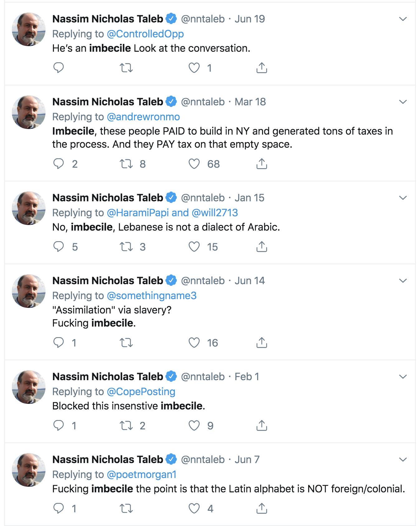 Nassim Nicholas Taleb imbecile yd2ds