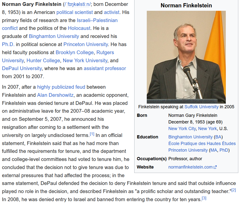 Norman Finkelstein 2023-10-10
