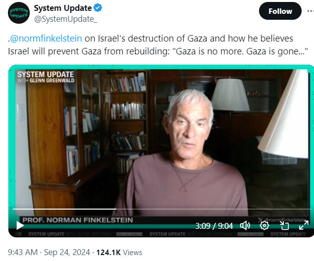 Norman Finkelstein gaza no more 2024-09-25 sXYys