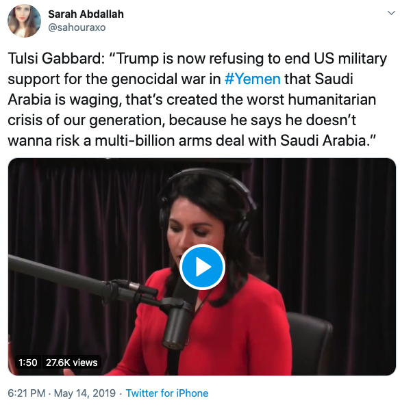 Sarah Abdallah sahouraxo Tulsi Gabbard 2019-05-14 TkQ42