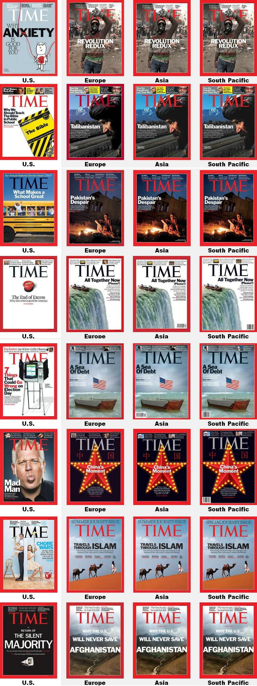 Time Magazine covers USA vs World