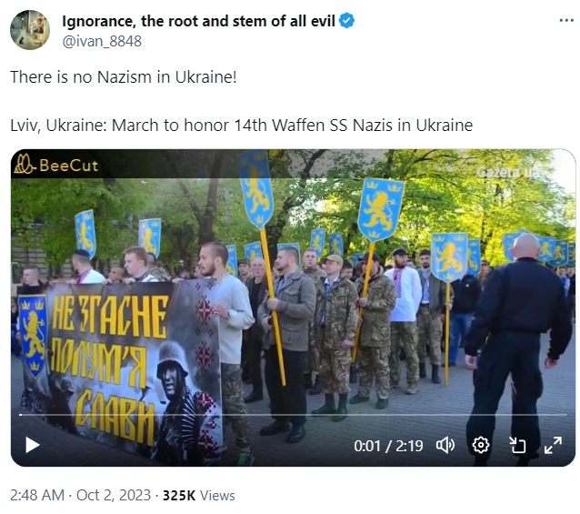 Ukraine Nazi Honor 14th Waffen SS Nazis 2023-10-04 9pJv