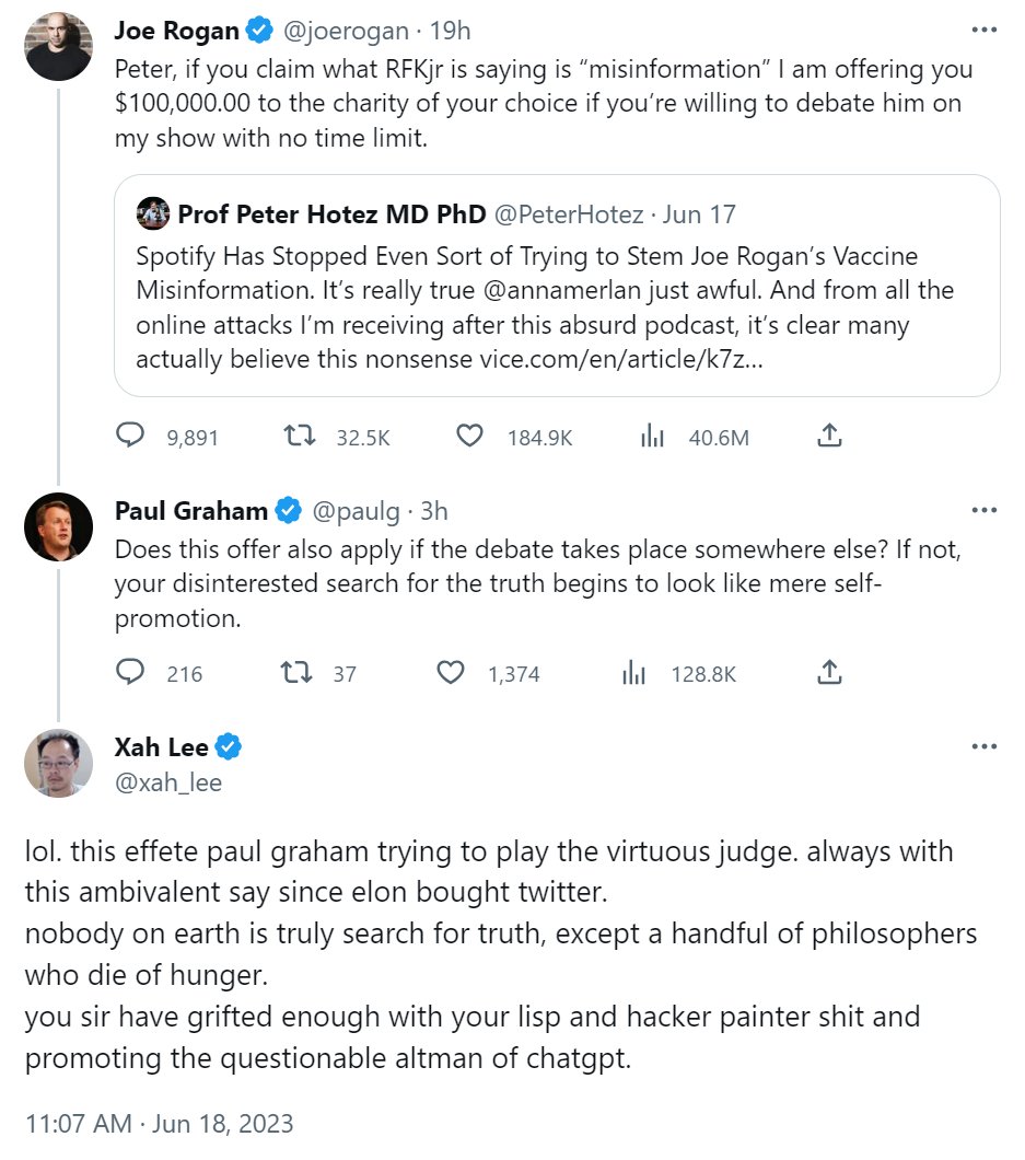 Xah Lee  Paul Graham  Joe Rogan  Peter Hotez 2023-06-18 vkKbS