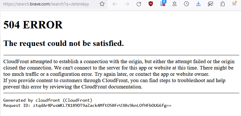 brave search error zelensky 2023-10-03