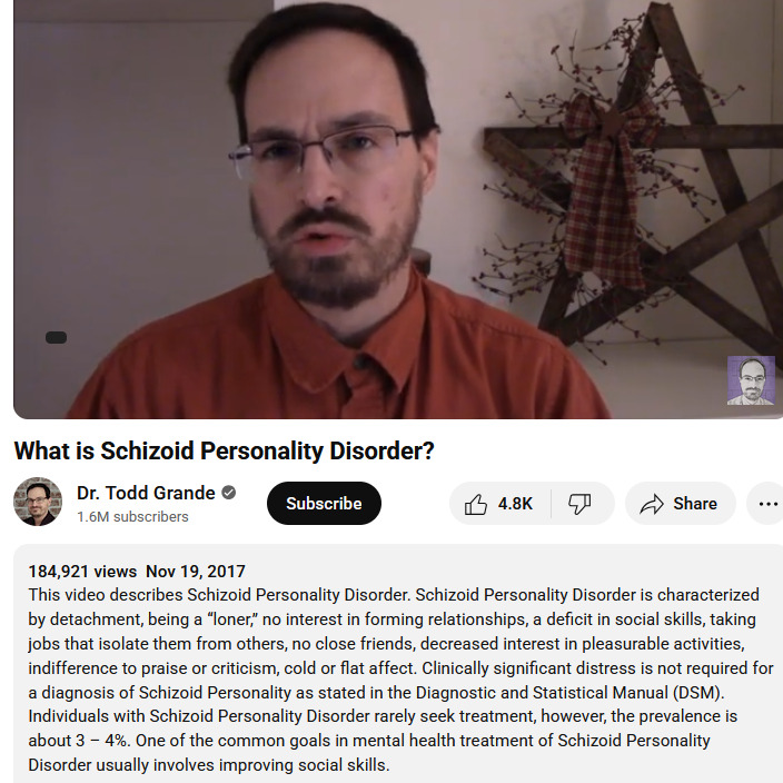 on Schizoid by Dr Todd Grande Qb8MP