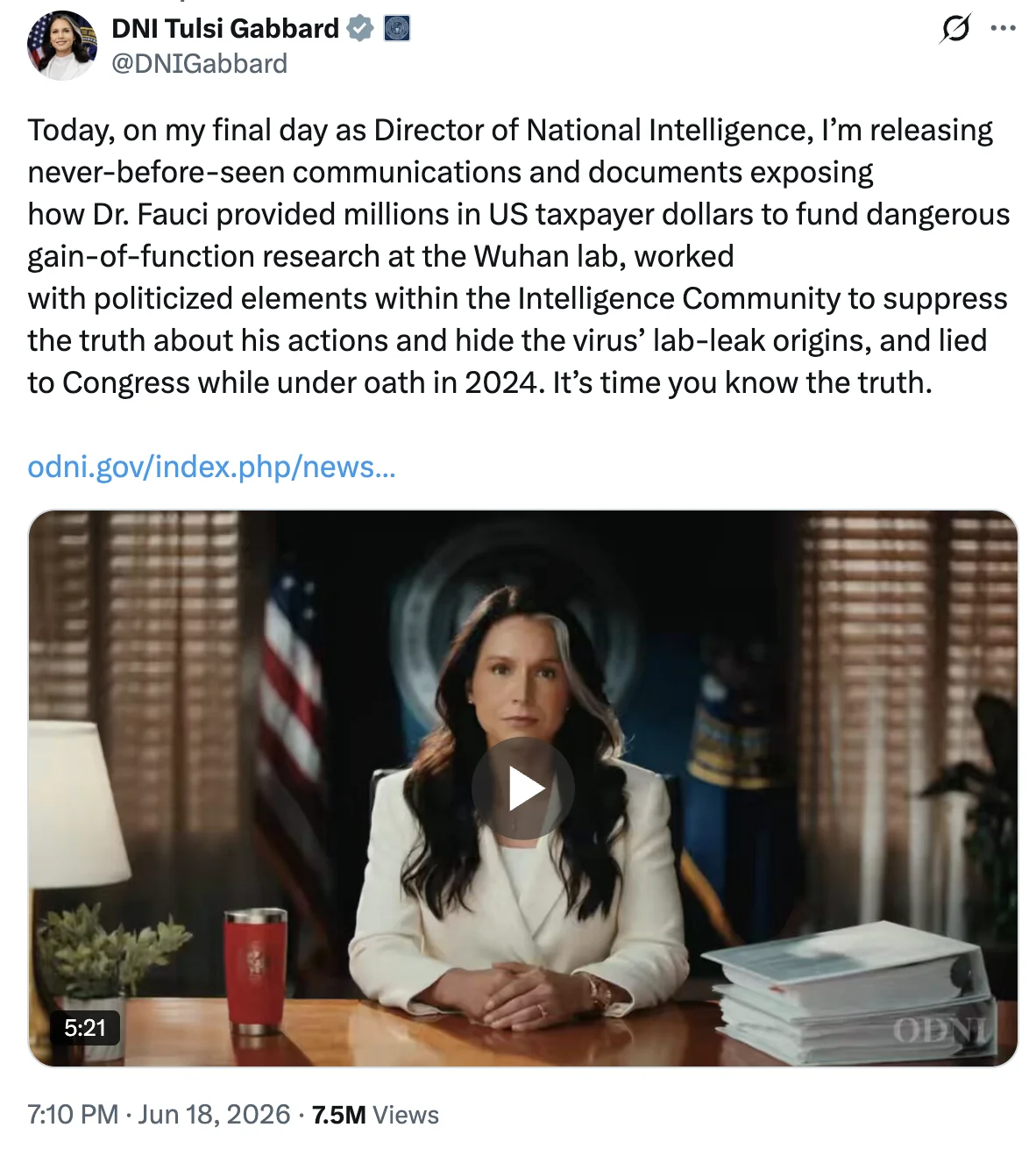 tulsi gabbard dni covid 2026-06-19 ls