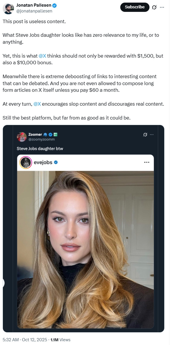 twitter steve jobs daughter Jonatan Pallesen 2025-10-12