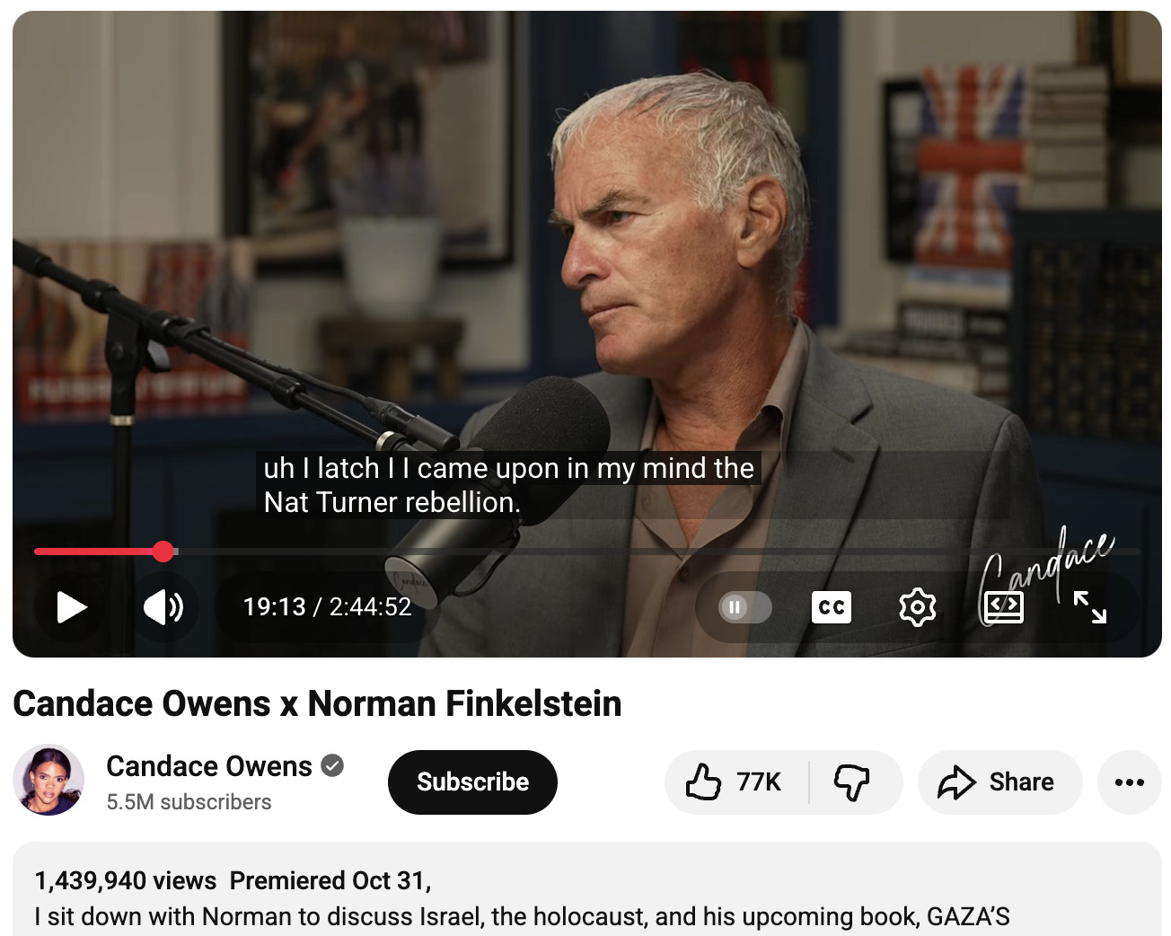 Candace Owens Norman Finkelstein 2025-11-03 M946r
