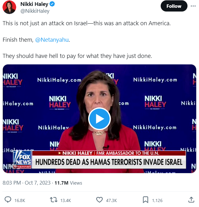 Israel Nikki Haley 2023-10-07 2023-10-09