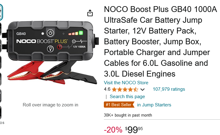 NOCO Boost Plus GB40 Car Jump Starter 2024-11-10