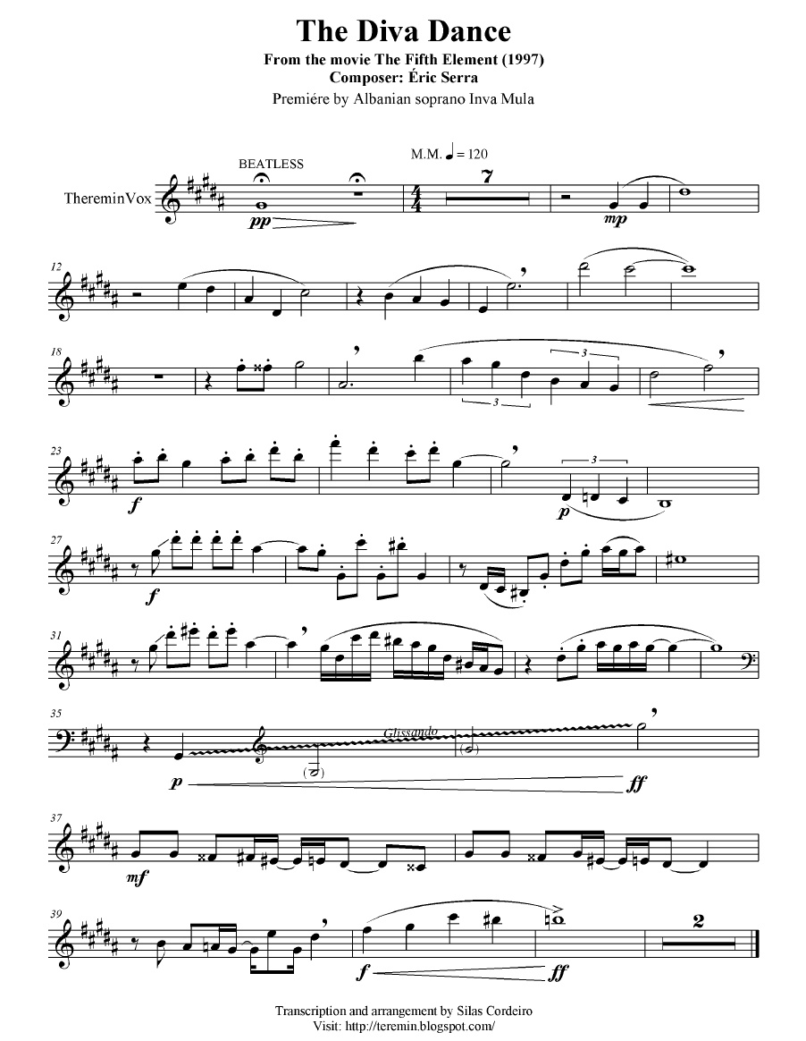 diva dance song music sheet
