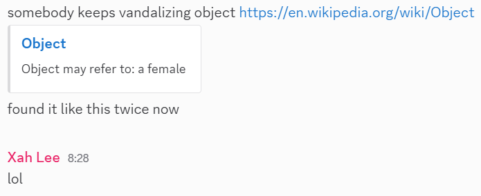 Wikipedia on Object 2025-08-11 1438b