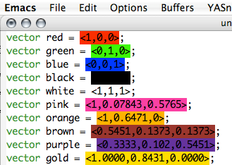 xlsl-mode color vectors