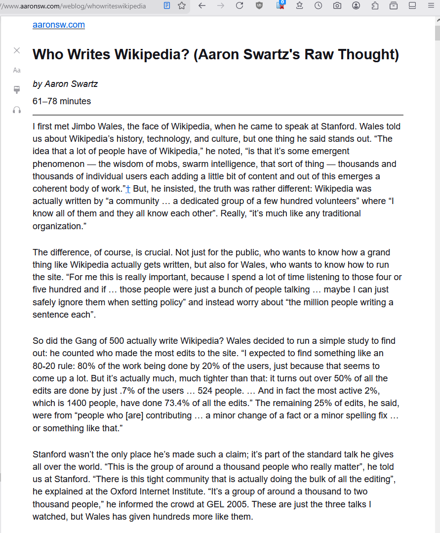 Who Writes Wikipedia 2006-09-04 by Aaron Swartz 2025-12-08 1446c