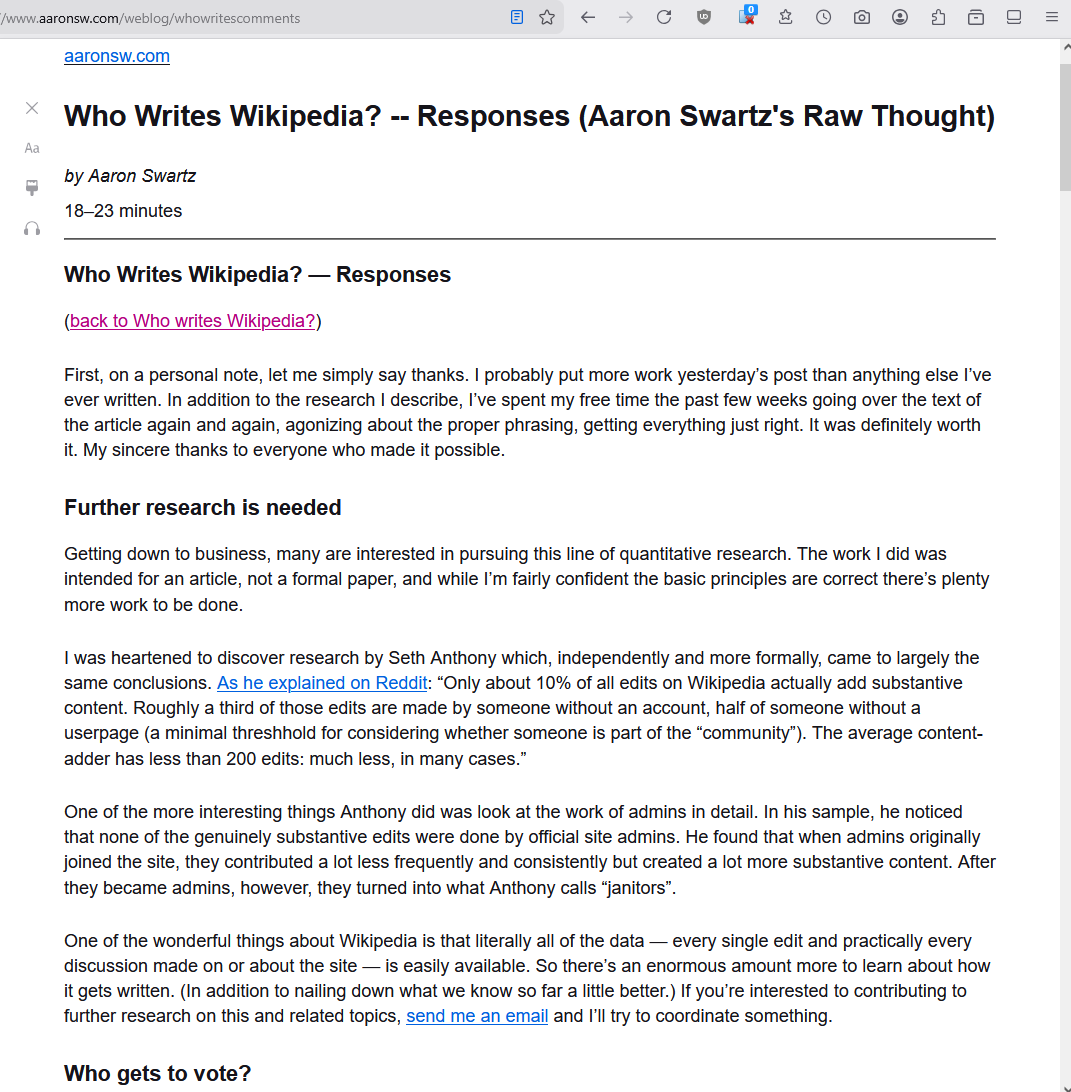 Who Writes Wikipedia 2006-09-04 by Aaron Swartz 2025-12-08 14567