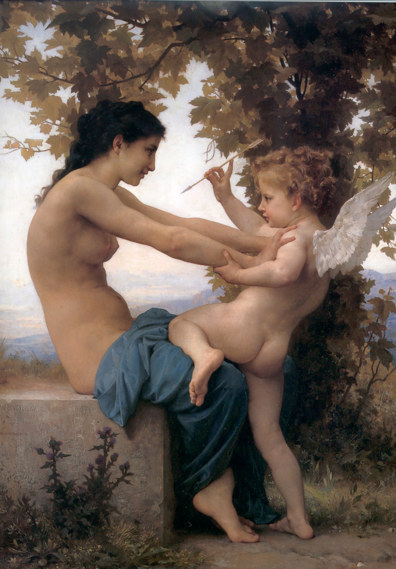 A Young Girl Defending Herself Against Eros